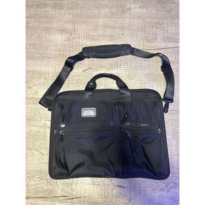 Tumi Alpha Black Ballistic Nylon Expandable Laptop Briefcase Bag